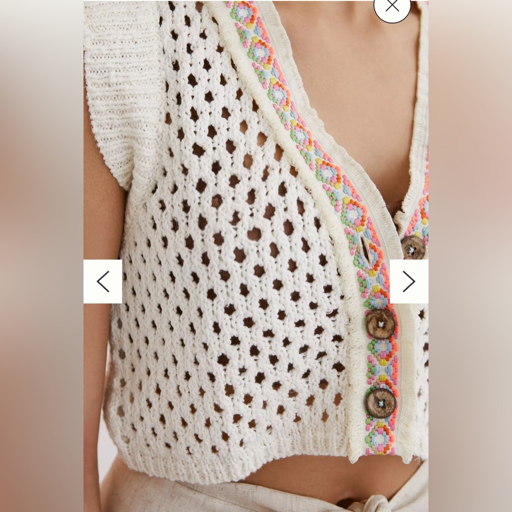 Anthropologie PILCRO size L Cropped Crochet Shrug - Picture 2 of 7